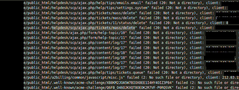 osTicket not working certain things not loading nginx