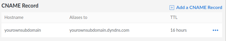 CNAME DNS settings to your domain or subdomain pointing to your dynamic dns