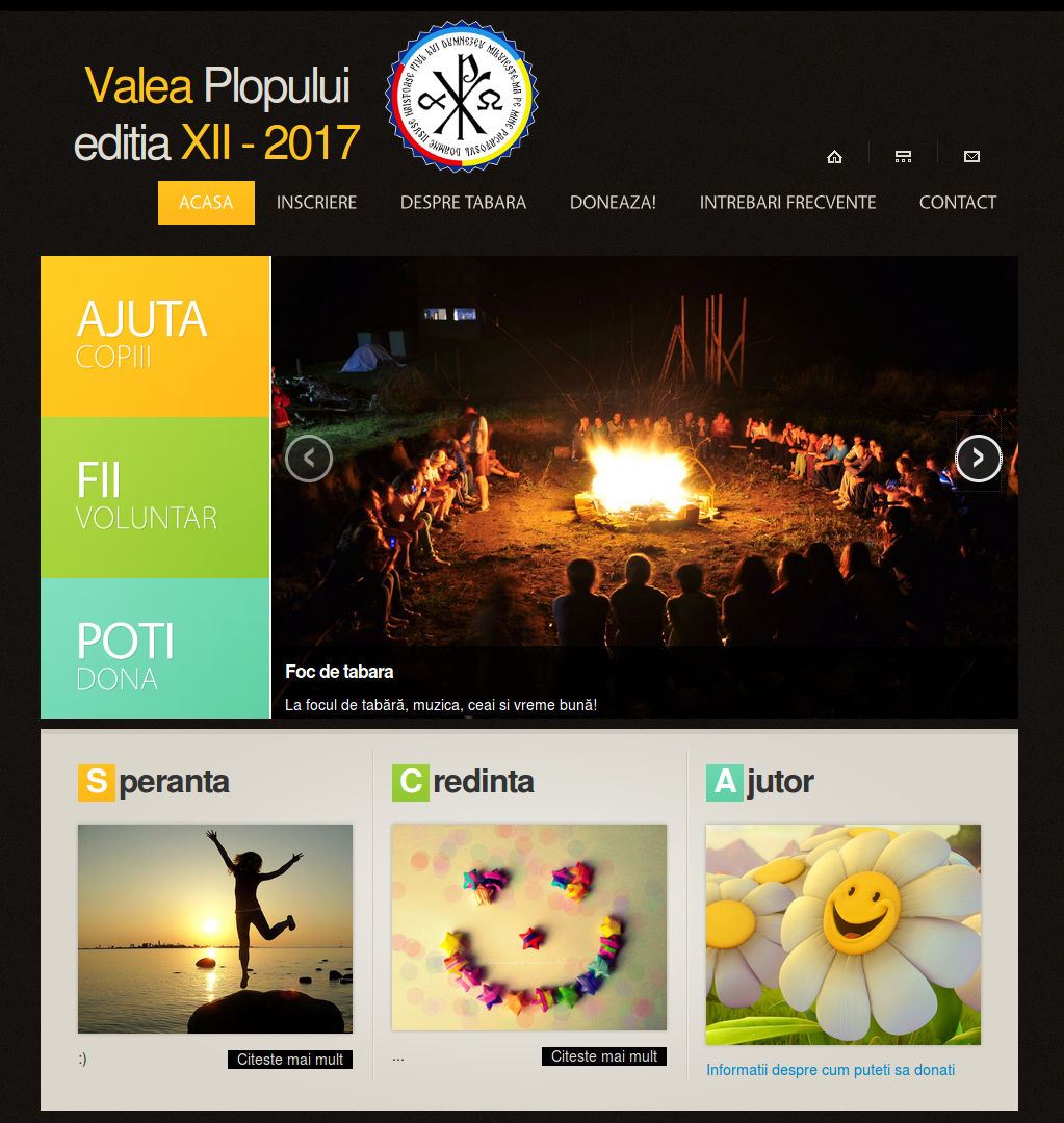 Valea Plopului Volunteering Web app for orphan children